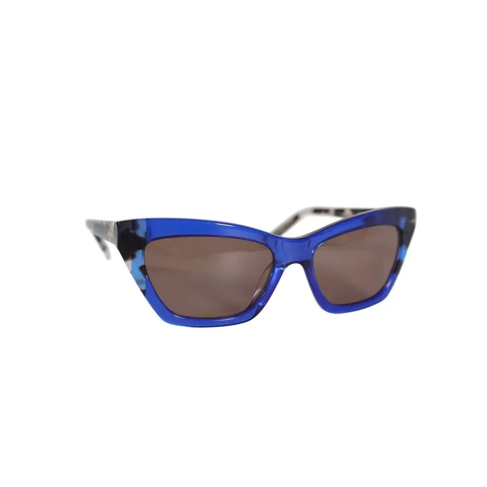 DKNY Narrow Cat Eye Womens Sunglasses–Cobalt Blue/Bone Tortoise–Retro Chic–NWT